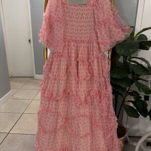 JessaKae Pink Ruffle Tiered Maxi Dress for Girls